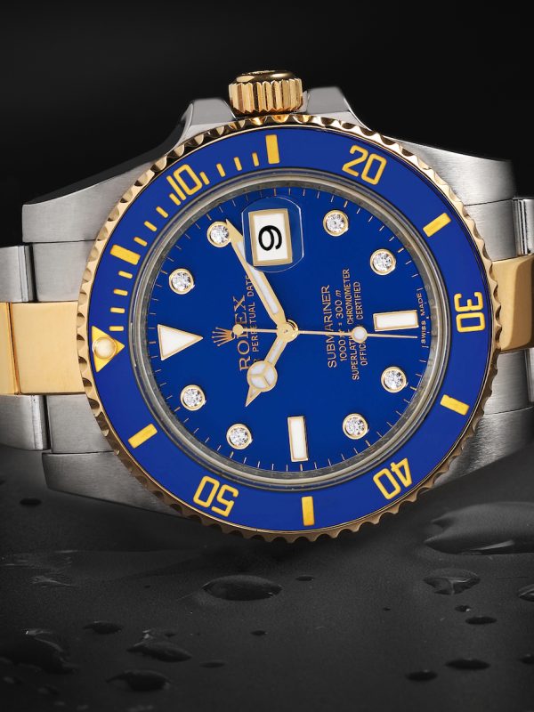 Rolex-Water-Resistance-Rolex-Submariner-Steel-Yellow-Gold-Blue-Diamond-Dial-Mens-Watch-116613